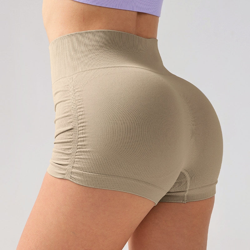 High-Waisted Workout Shorts with Side Gathers - Sculpting & Squat-Proof-2500111