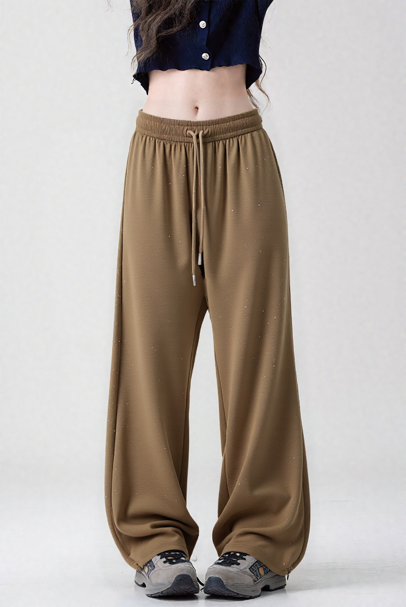 Sparkly Cotton Blend Pants - Elegant Lounge Pants with Subtle Shimmer-2500241