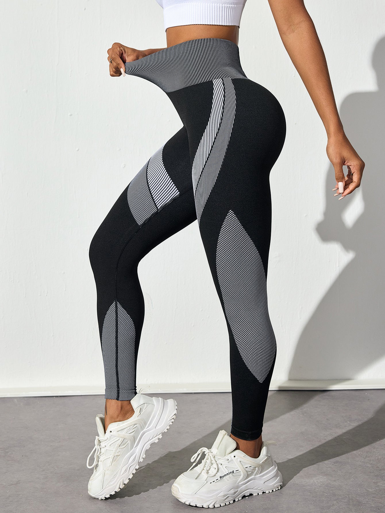 Color Block Yoga Pants - High-Waisted Tummy Control & Stylish Design-2500114