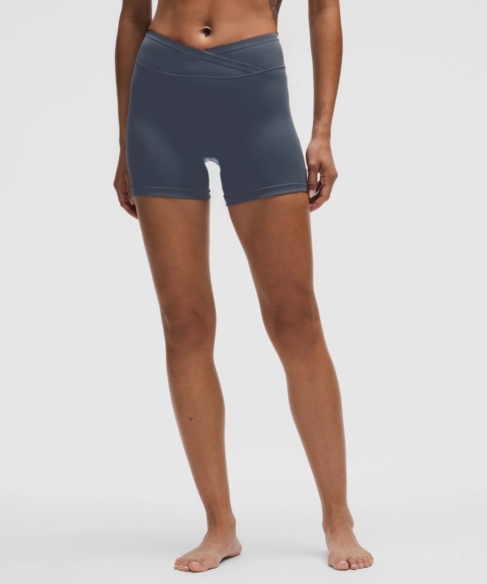 Cross-Waist Booty Lifting Shorts with Pockets - Lifted & Shaped Look-2500223