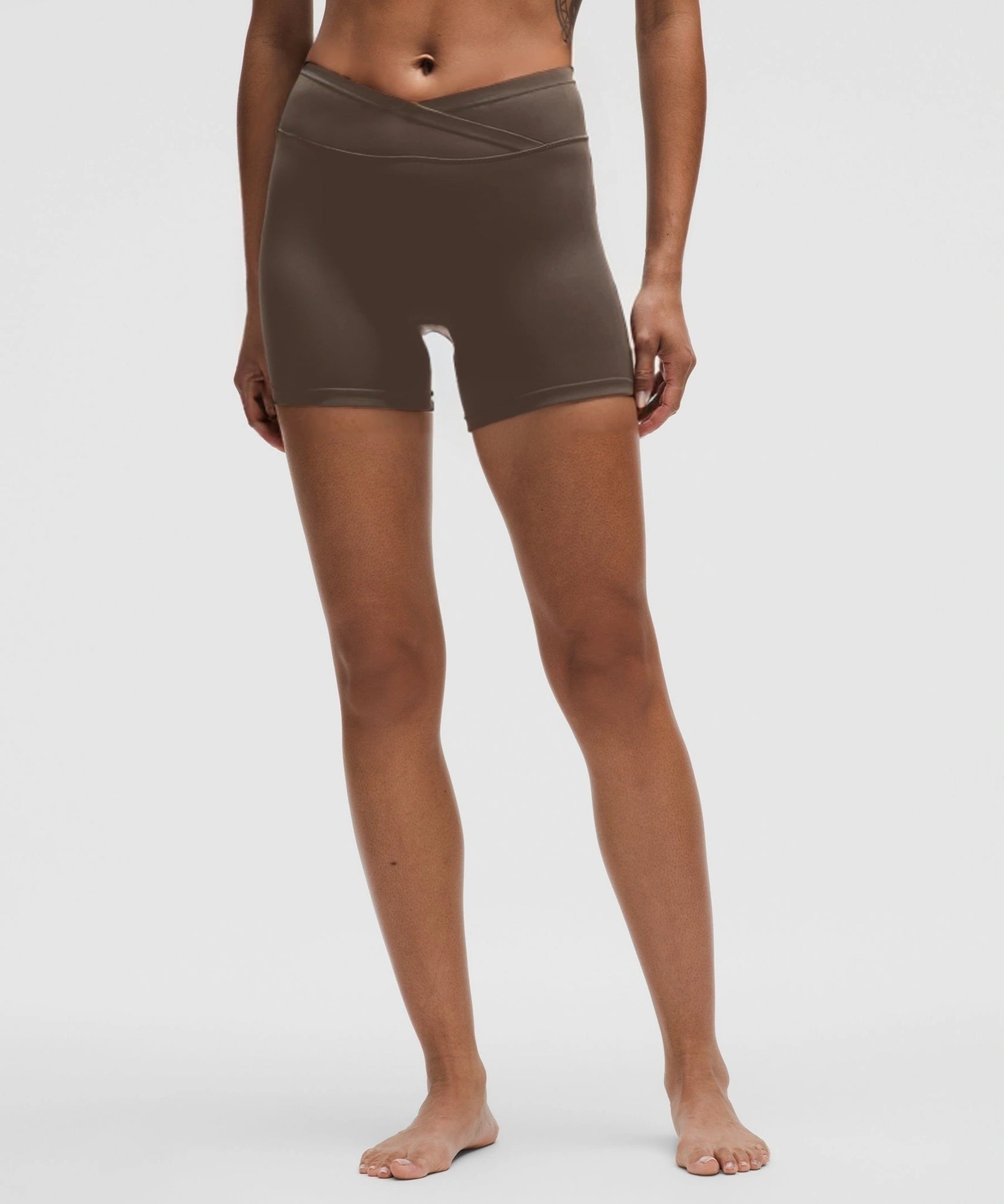 Cross-Waist Booty Lifting Shorts with Pockets - Lifted & Shaped Look-2500223