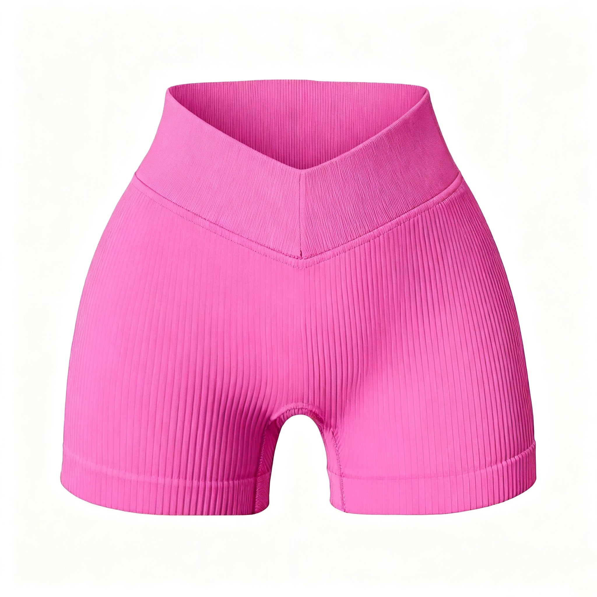 V-Waist Ribbed Shorts - Slimming High-Waisted Design for Women-2500119