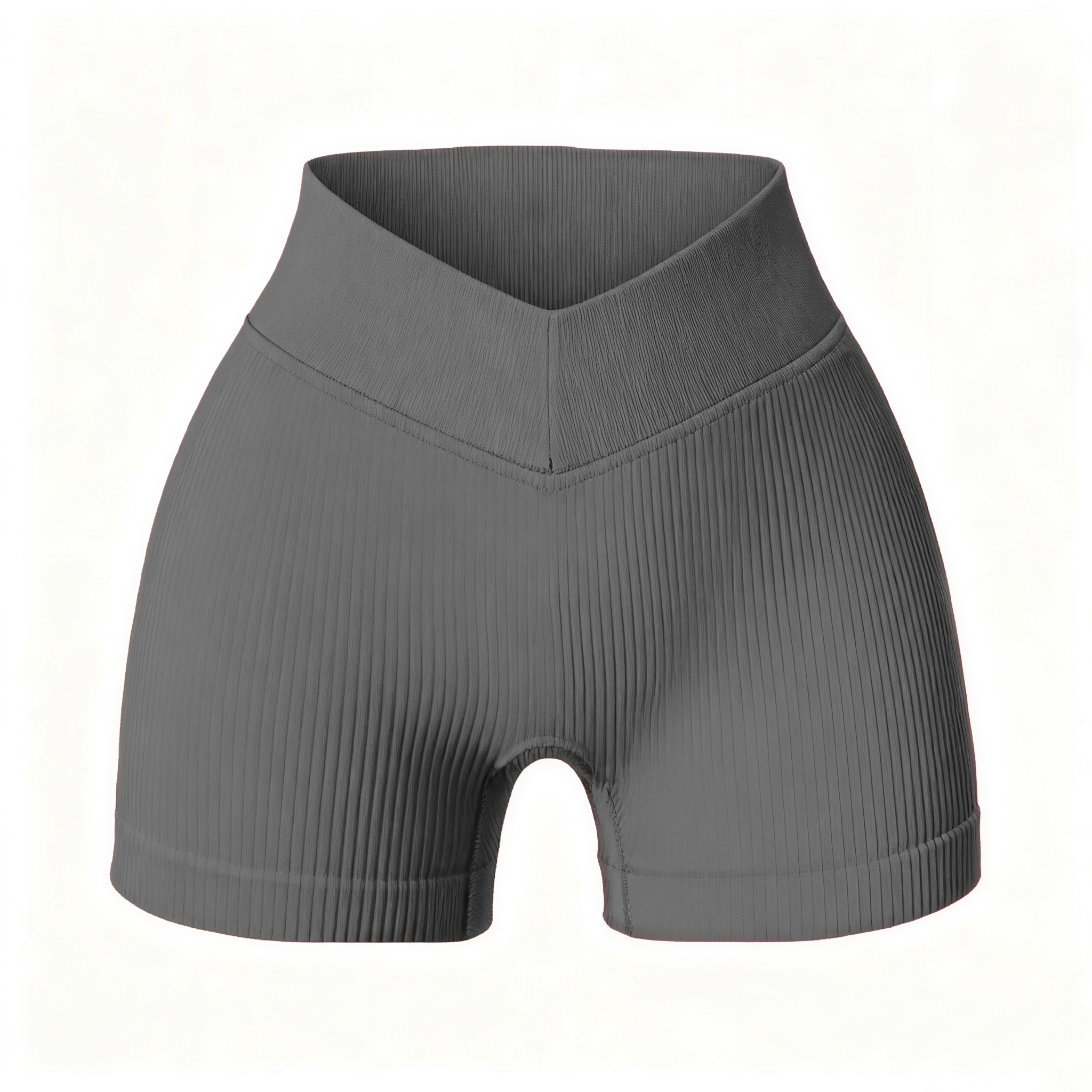 V-Waist Ribbed Shorts - Slimming High-Waisted Design for Women-2500119