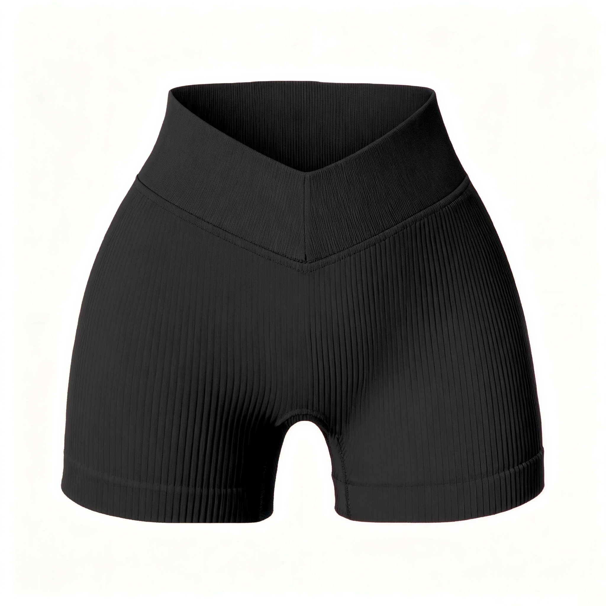V-Waist Ribbed Shorts - Slimming High-Waisted Design for Women-2500119
