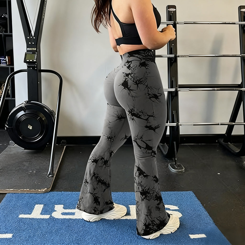 【Festival Ready】Tie-Dyed Bootcut Leggings - Artistic & Functional for Yoga-25001114