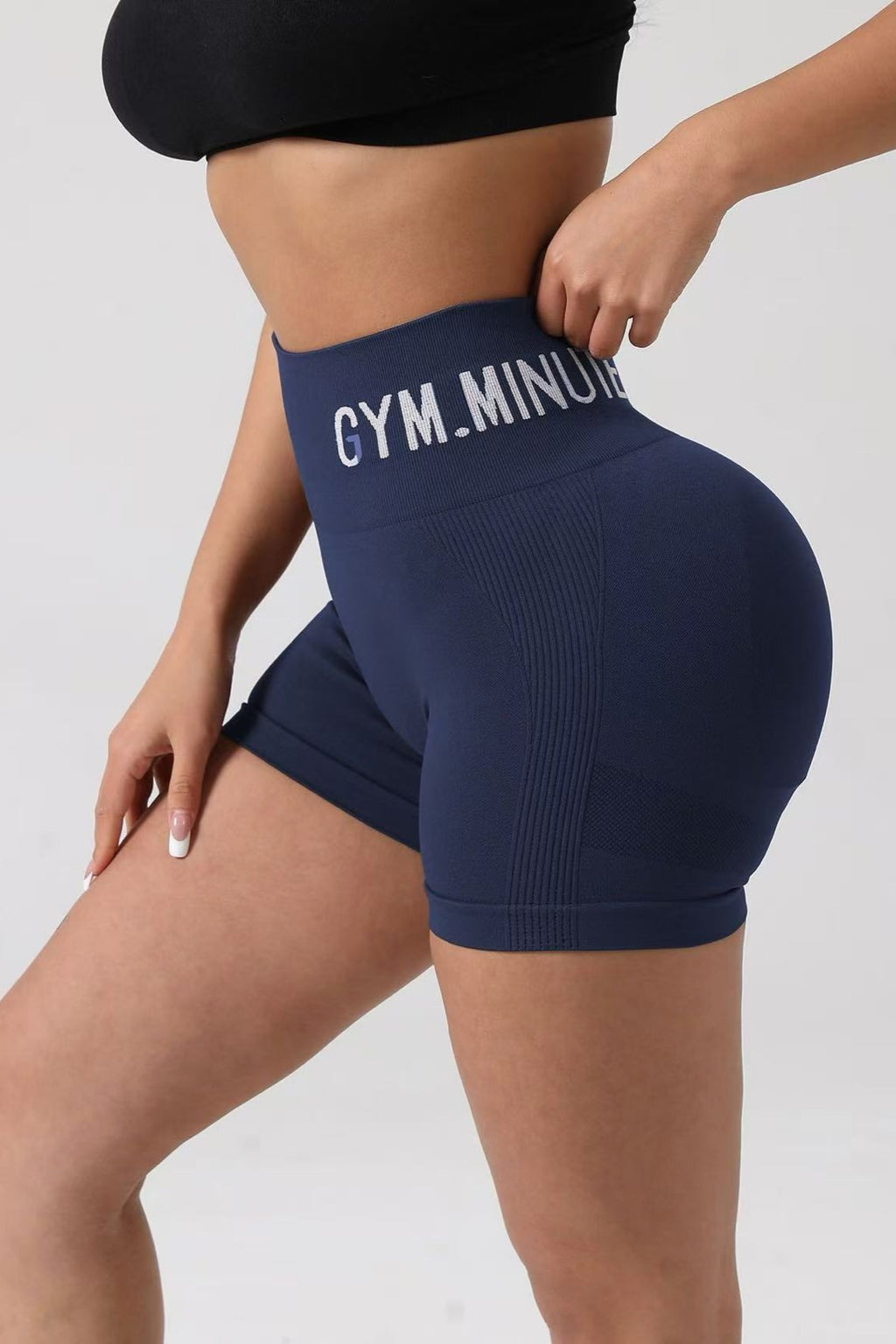 【Best Seller】High-Waisted Ribbed Biker Shorts - Tummy Control & Soft-25001115