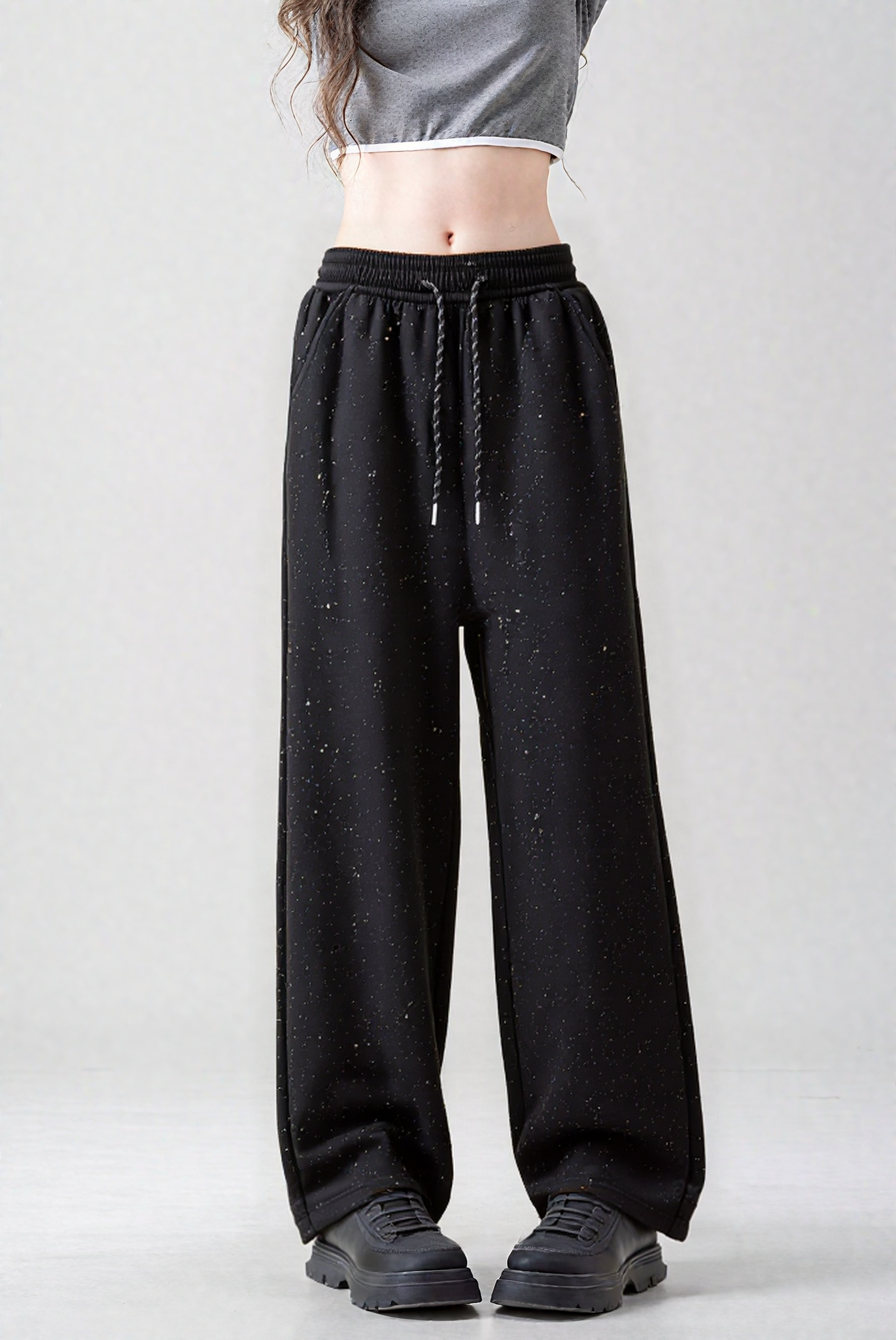 Sparkly Cotton Blend Pants - Elegant Lounge Pants with Subtle Shimmer-2500241